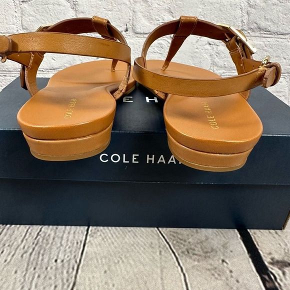 Cole Haan Women’s Francine Demi Thong Sandals Pecan Leather Double Buckles 5.5B - Picture 5 of 6